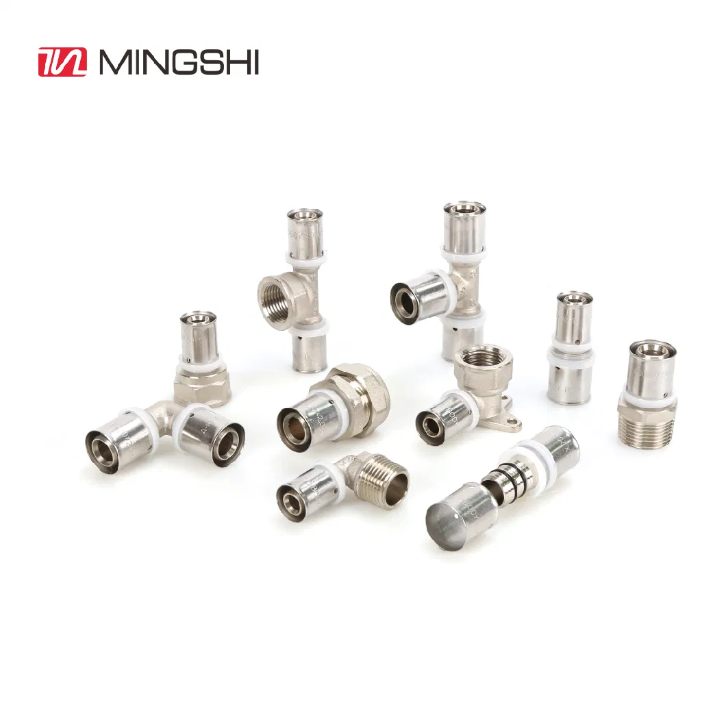 Mingshi Equal Tee Brass U Profile Press Fittings for Pluming Multilayer Pex Pert Water and Gas Pipe